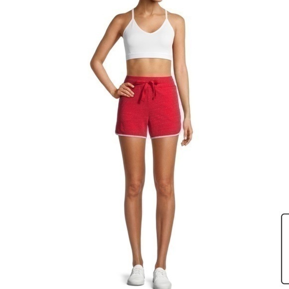 Women’s 2 Pack Athletic Shorts Light Gray and Red - Picture 2 of 4